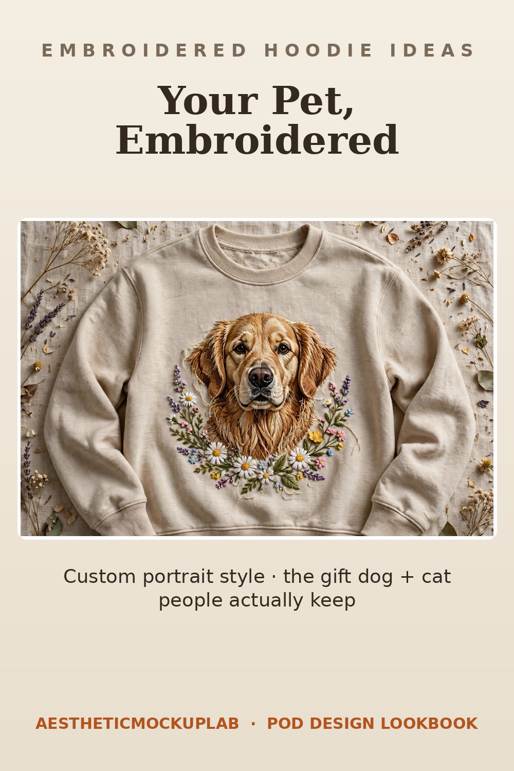 Custom pet portrait embroidery